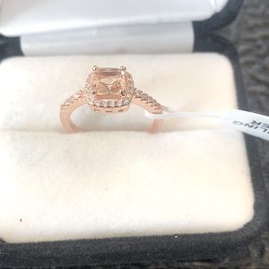 Rose gold halo morganite ring size 7